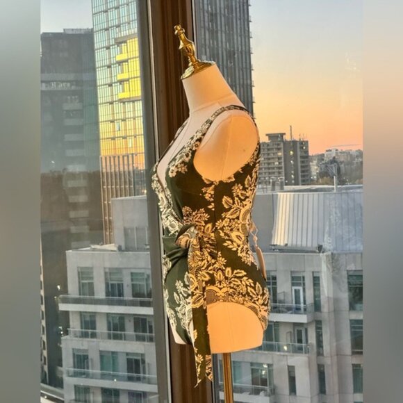 🆕 ZIMMERMANN 🧿 NWT Separates Floral Wrap Tie 1PC - Khaki/Cream - Sz 2 US6/8 - Picture 5 of 15